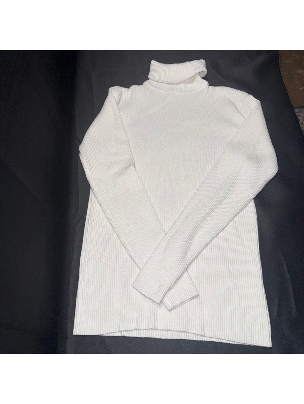 Coofandy White Ribbed Turtleneck Sweater 100% Acrylic Size L